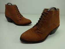 Womens Boots Size 6 TOPSHOP Tan Brown Real Leather Lace Up Cuban Bootie Heels