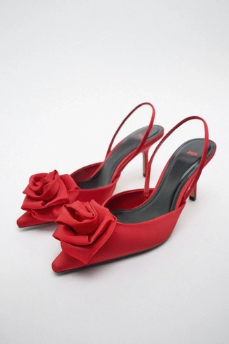 Zara red slingback flower - red,