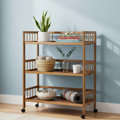 Tier bamboo slim cart - bamboo, island