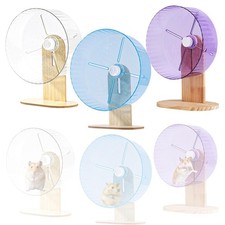 Silent Hamster Wheel with Wooden Stand Spinner for Gerbils Hamsters Mice