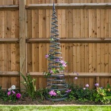 1.5m Garden Obelisk Slate Grey Plant Flower Support Frame Climbing Rattan Effect