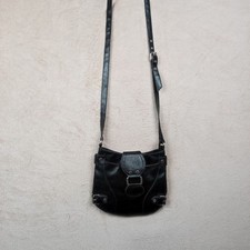Next Womens Faux Leather Cross Body Bag Black Buckle Detail