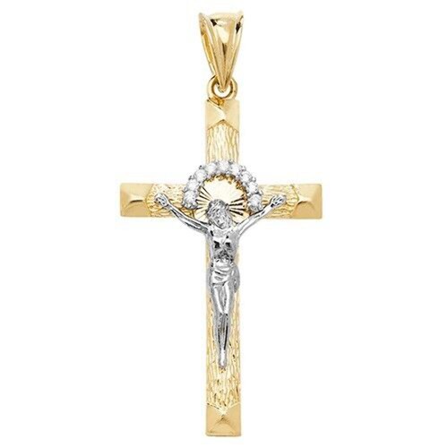 9ct gold crucifix - gold,