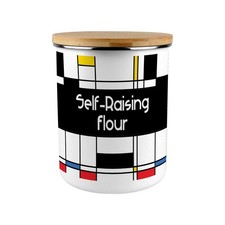 Retro Self-Raising Flour Canister - Art Deco 2.7L X-Large Enamel Kitchen Tin