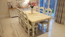 Superb Shabby Chic 6FT Table And Chairs - Cream - White - Grey