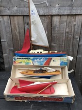 Vintage Spanish Giner balandro 20" pond yacht + 1960/70's Triang Seifert yachts