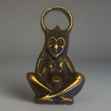 Vintage Brass Dartmoor Pisky Pixie Charm, cross legged Imp good luck Pendant