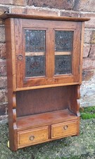 Small Vintage wall hanging cabinet cottage country style, glass door 67cm x 39cm