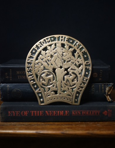 Vintage brass trivet - vintage, pressed