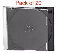 20 x Clear Plastic with  Black Tray Single DVD or CD Slim Jewel 5.2mm Cases