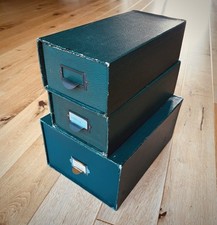 Three vintage Library Card Index Box c.1960's Single Drawers Period Pieces
