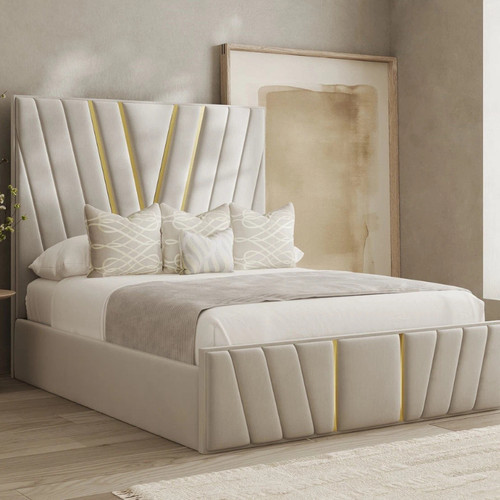 Golden panel bed frame - golden,