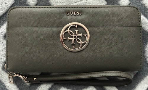 Guess logo zip around textured - zip-around,