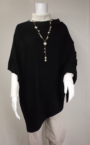Cashmere poncho black - cashmere,