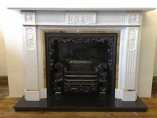 Georgian  Victorian carved statuary white marble fire surround