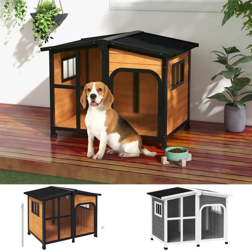 Pawhut wooden dog kennel - dog, kennel,
