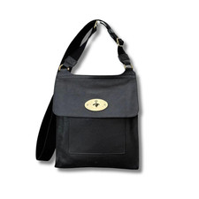 Mulberry Antony Large Leather Shoulder Bag Black Gold Hardware Crossbody NNBa94