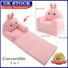 2 In 1 Kids Armchair Sofa Bed Fold Out Toddler Furniture for Boys Girls Pink New