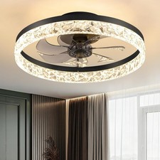 15.8" Low Profile LED Ceiling Fans with Light Reversible Flush Mount with Remote