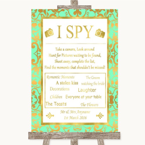 Mint green gold i spy - green,
