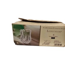SET 6 CUT GLASS CRISTAL D'ARQUES LONGCHAMP LIQUEUR TUMBLERS 5cl IN BOX
