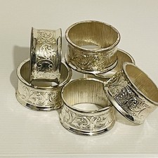 Napkin Rings Set Of Six Silver