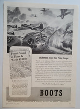 Flying Fortress .50-Caliber Machine Gun Boots New Canaan CT 1943 WWII Ad ~8x11"
