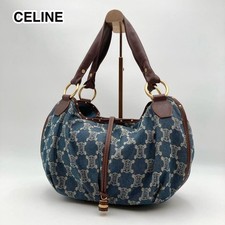 CELINE Bittersweet Denim Bag Indigo Blue Triomphe Monogram Logo Paris Macadam