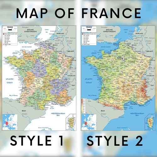France map poster educational - map,