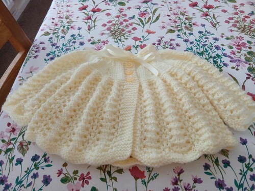 Hand knitted matinee coat - coat, in