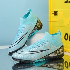 Kids Boys Football Shoes Boots Training Sneaker Long Spikes Flat Bottom Size