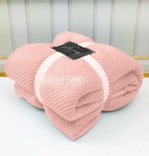 LUXURY POPCORN WAFFLE BLANKET FLEECE TRAVEL THROW SOFA BED WARM COSY EXTRA LARGE