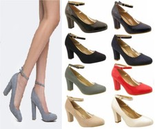 WOMENS LADIES BLOCK HEEL ANKLE