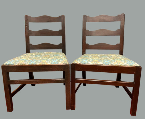Pair vintage oak ladder - oak, back
