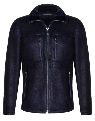 Men black sheepskin leather - men's,