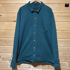 Finisterre Button Up Heavyweight Cotton Shirt Green Size 2XL