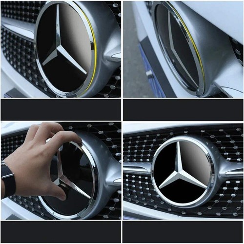 Chrome black star logo car - black,