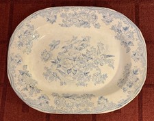 Vintage Blue & White Asiatic Pheasants Meat Platter 16.25" x 12.75"