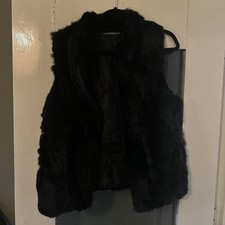 Black rabbit fur womens gilet