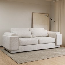 Curved Cream Boucle 3 Seater