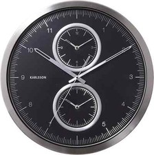KARLSSON Wall Clock Multiple Time | Aluminum | Black | Circular | KA5508BK