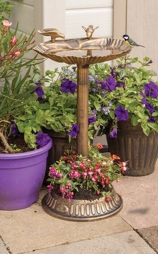 Bird bath with - bird, built