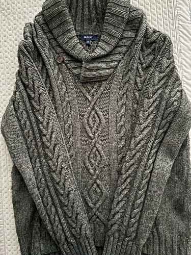 Gant grey cable knit - cable-knit, collared