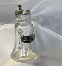 ANTIQUE HM SILVER/GLASS ‘HUKIN & HEATH’ 1910 WHISKY NOGGIN BELL SHAPE+LABEL 1913