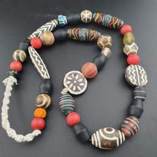 Vintage Mix African & Asian PumtekPyu And Glass Beads Necklace 24 inches Long