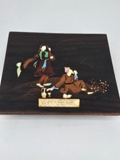 Antique Persian Inlaid Marquetry Folk Art Poetry Wooden Tray Table Footed Panel 