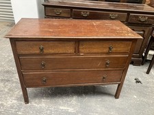 Vintage Antique Brown Wooden Chest of 4 Drawers on Legs 107 cm wide x 76 cm high
