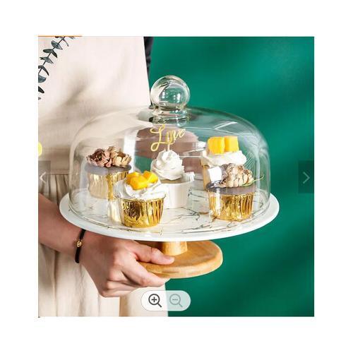 Ceramic glass dome cake stand - ceramic,