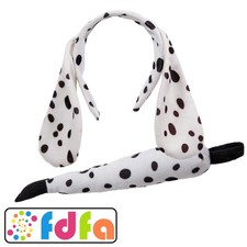 Wicked Animal Ears & Tail Set Dalmation Dog Adults Childs Fancy Dress