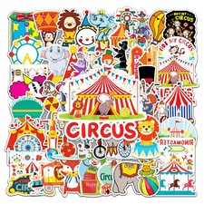 50X Circus Festival Stickers Carnival Jugglers Clowns Magician Holiday Gift Pack